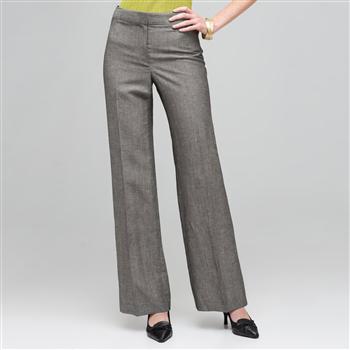 Washable Linen Classic Yoke Pant, Black & White, large