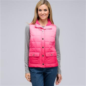 Mock Neck Quilted Vest, Begonia Multi, large