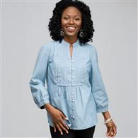 3/4 Sleeve Bib Front Top, antique wash, medium