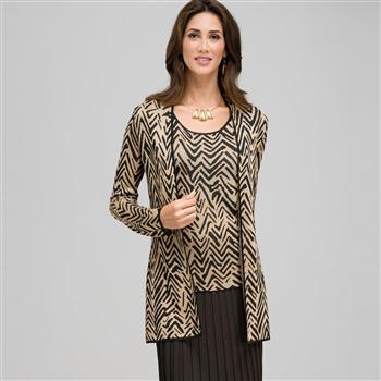 Zig-Zag Patterned Cardigan, , large