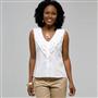 Ruffle Sleeveless Shirt, White, small