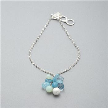 Cluster Drop Necklace, Silver, large