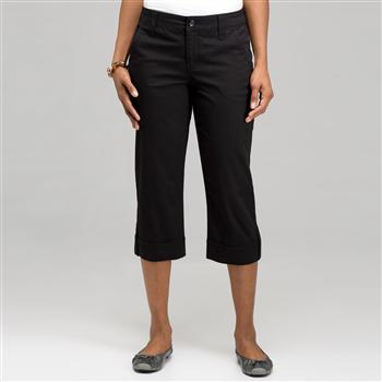 5 Pocket Cuffed Capri, Black, large
