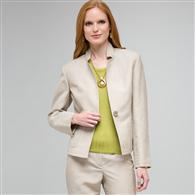 Washable Linen 2 Pocket Jacket, Stone and White, medium