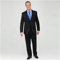 Black Flat Front Wool Suit, Black, medium