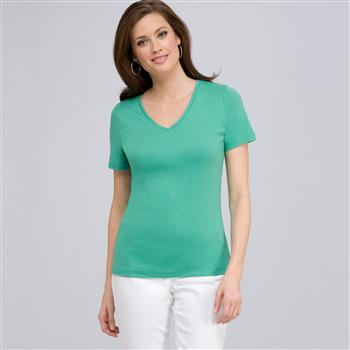 Short Sleeve V-Neck Tee, seagrass, large