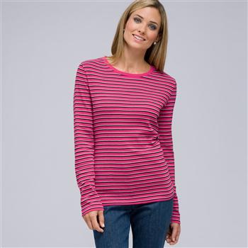 Long Sleeve Crew Neck Top, Begonia Multi, large
