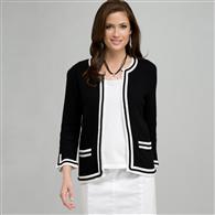 3/4 Sleeve Cardigan, Black & White, medium