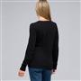 Long Sleeve Appliqued Crew Neck, Black, small