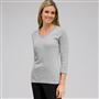 3/4 Sleeve V-Neck Top, Grey Heather Multi, small