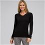 Long Sleeve V-Neck Top, Black, small