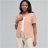 Tweed Short Sleeve Jacket., New Coral Multi, medium
