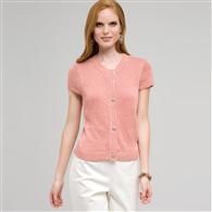 Short Sleeve Cardigan, Cameo & Silver, medium