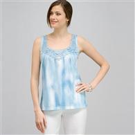 Crochet Yoke Tank., Spa Blue Multi, medium