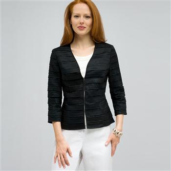Pleated Jacket., Black, large